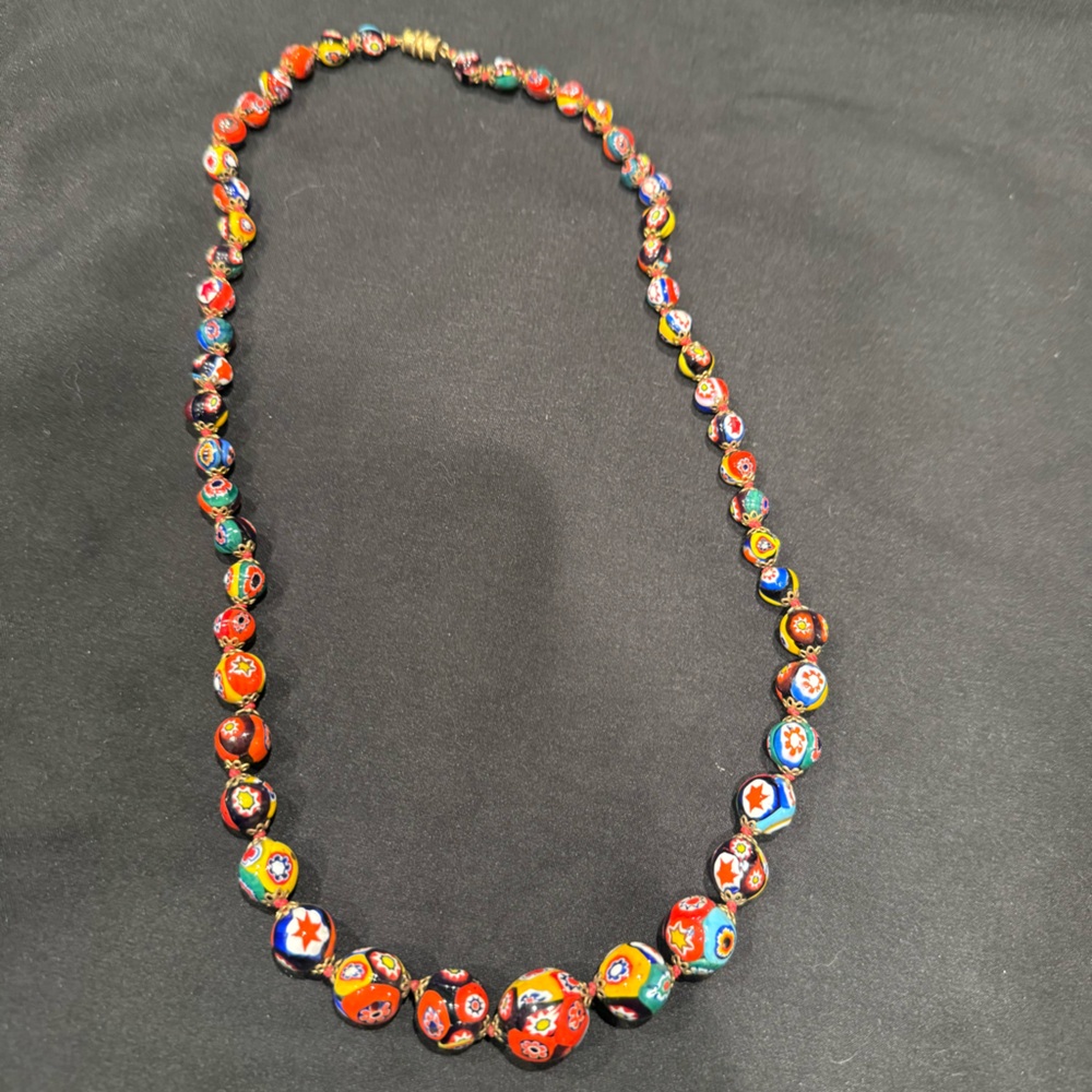 Vintage ERCOLE MORETTI Murano Glass Graduated Bead Millefiori Stunning Necklace - Picture 8 of 16